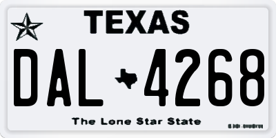 TX license plate DAL4268