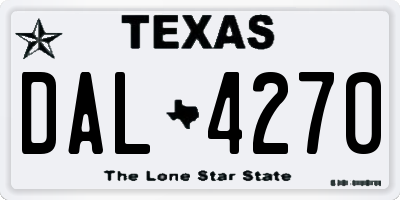 TX license plate DAL4270