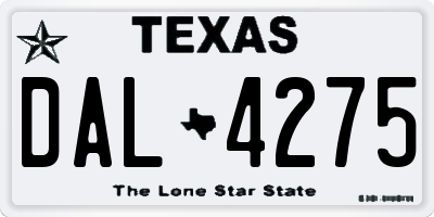 TX license plate DAL4275
