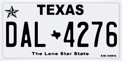 TX license plate DAL4276