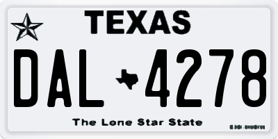 TX license plate DAL4278