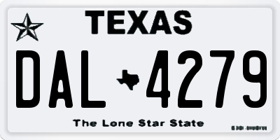 TX license plate DAL4279
