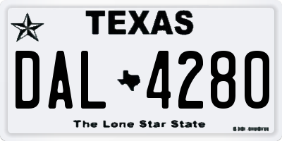 TX license plate DAL4280