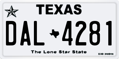 TX license plate DAL4281