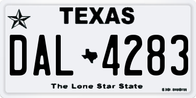 TX license plate DAL4283
