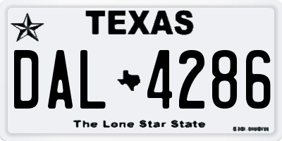 TX license plate DAL4286