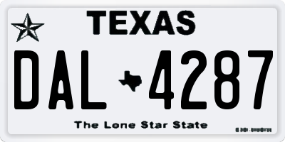 TX license plate DAL4287