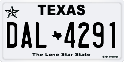 TX license plate DAL4291