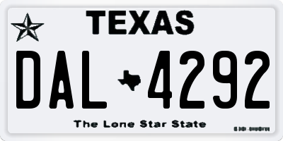 TX license plate DAL4292