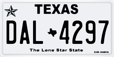 TX license plate DAL4297