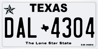 TX license plate DAL4304