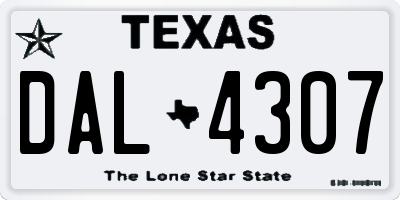 TX license plate DAL4307