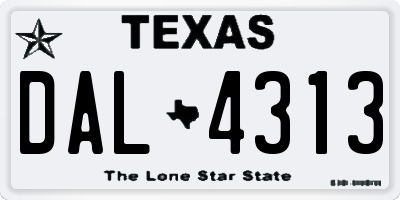 TX license plate DAL4313