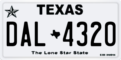 TX license plate DAL4320