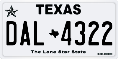 TX license plate DAL4322