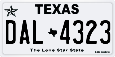TX license plate DAL4323