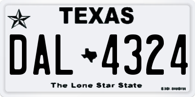 TX license plate DAL4324