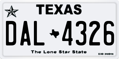 TX license plate DAL4326