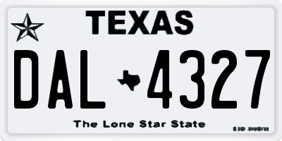 TX license plate DAL4327