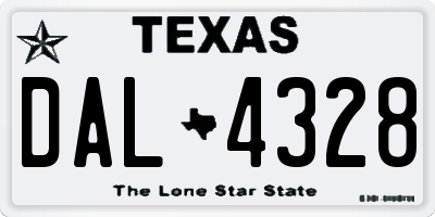 TX license plate DAL4328