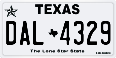 TX license plate DAL4329