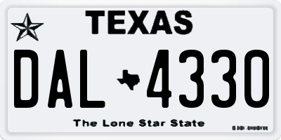 TX license plate DAL4330