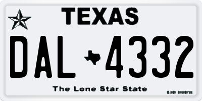 TX license plate DAL4332