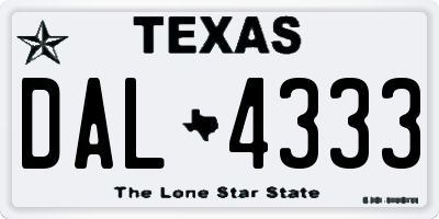 TX license plate DAL4333