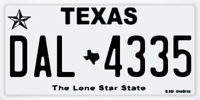 TX license plate DAL4335