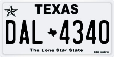 TX license plate DAL4340