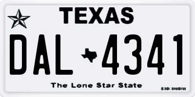 TX license plate DAL4341