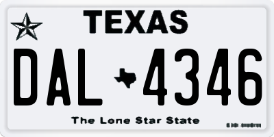 TX license plate DAL4346