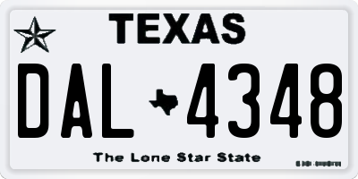 TX license plate DAL4348