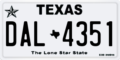 TX license plate DAL4351