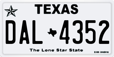 TX license plate DAL4352