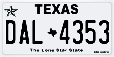 TX license plate DAL4353