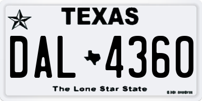 TX license plate DAL4360