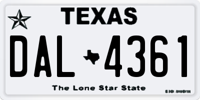 TX license plate DAL4361