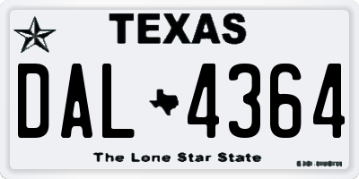 TX license plate DAL4364