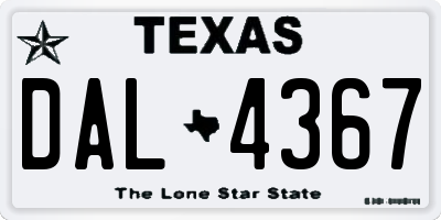 TX license plate DAL4367