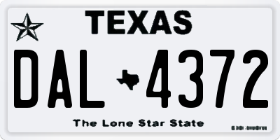 TX license plate DAL4372