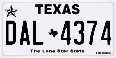 TX license plate DAL4374