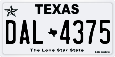 TX license plate DAL4375