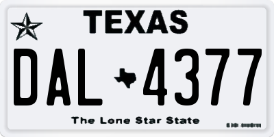 TX license plate DAL4377