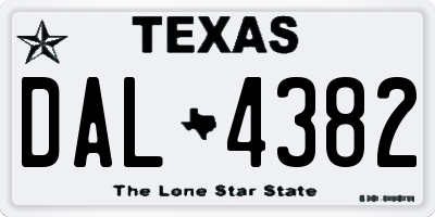 TX license plate DAL4382