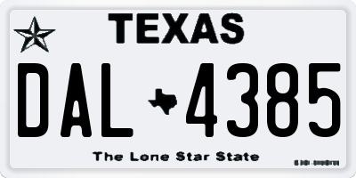 TX license plate DAL4385