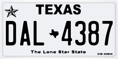 TX license plate DAL4387