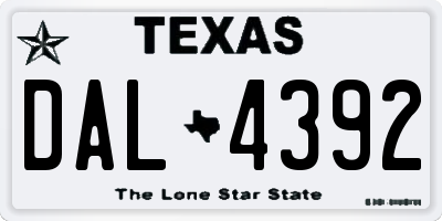 TX license plate DAL4392