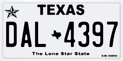 TX license plate DAL4397