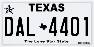 TX license plate DAL4401